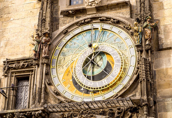 The astronomical clock in the old town of Prague in Czech Republic.