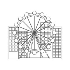 barcelona attraction ferris wheel landmark tourism vector illustration