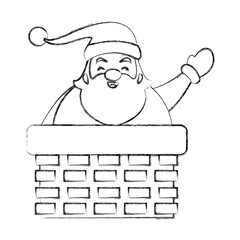 Santa in chimney icon vector illustration graphic design