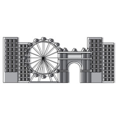 barcelona attraction ferris wheel landmark tourism vector illustration