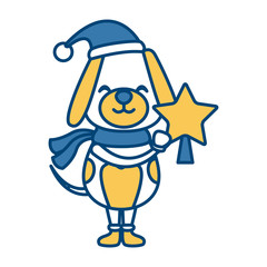 Christmas cute dog cartoon icon vector illustration graphic design