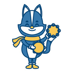 Cute fox with tambourines icon vector illustration graphic design