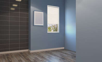 Scandinavian bathroom, classic  vintage interior design. 3D rendering. Empty picture