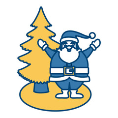 Santa with christmas tree icon vector illustration graphic design