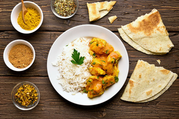 Delicious chicken curry, top view