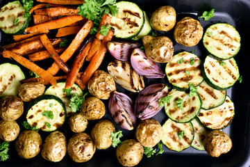Close up of grilled vegetables