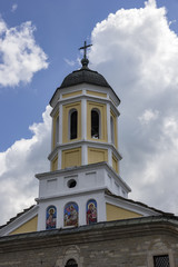 Fototapeta na wymiar A tower of St. George church in Tryavna city, Bulgaria