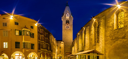 night view of ancient square in Bressanone