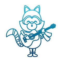 Cute raccoon playing guitar icon vector illustration graphic design