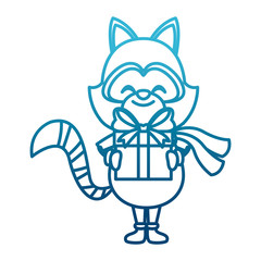 Cute raccoon with scarf cartoon icon vector illustration graphic design