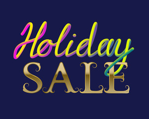 Holiday Sale golden and fluid colors lettering for store banner design.