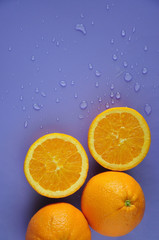 Fototapeta na wymiar Top view of Cut Half Pieces of Navel Orange