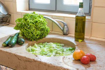 Washing fresh vegetables