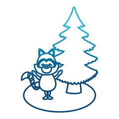 Raccoon with christmas tree icon vector illustration graphic design icon vector illustration graphic design