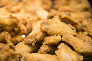 Fried Chicken wings on barbecue grill