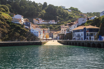 Fototapeta na wymiar Nice views from Cudillero, small fishing village in Asturias, Spain, in a sunny day.