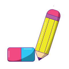 school pencil and eraser rubber supplies class object vector illustration