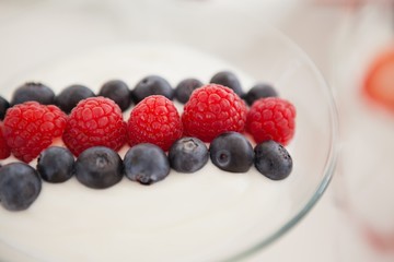Fruit ice cream in bowl