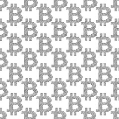 Seamless pattern with signes bitcoin from binary code