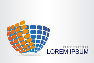 Logo stylized spherical surface with abstract shapes