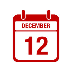 12 december calendar red icon