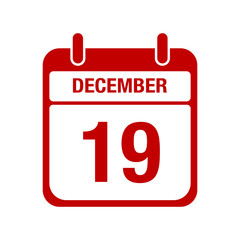 Fototapeta premium 19 december calendar red icon