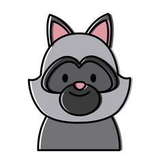 Cute raccoon head cartoon icon vector illustration graphic design