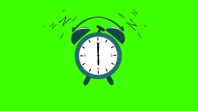 six o'clock in the morning,starts ringing alarm clock.used green background.animated video