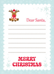 cartoon letter to santa with christmas deer