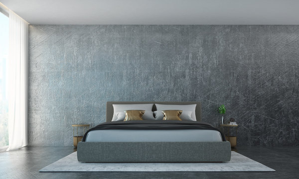 The luxury bedroom interior design and wall texture background 