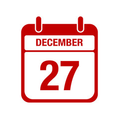 27 december calendar red icon
