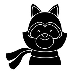 Cute raccoon with scarf cartoon icon vector illustration graphic design