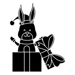 Christmas cute bunny cartoon icon vector illustration graphic design