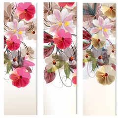 Floral vertical brochures set with roses and hyacinth flowers