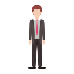 Obraz na płótnie Canvas faceless man full body with suit and tie and pants and shoes with short hair in colorful silhouette vector illustration