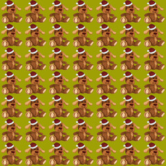 Green background with plush dogs, Christmas