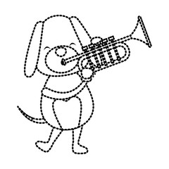 dog with trumpet cartoon icon vector illustration graphic design