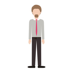 Obraz premium faceless man full body with shirt and tie and pants and shoes with short hair and goatee beard in colorful silhouette vector illustration