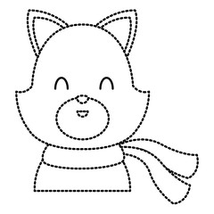 Cute cat with scarf cartoon icon vector illustration graphic design
