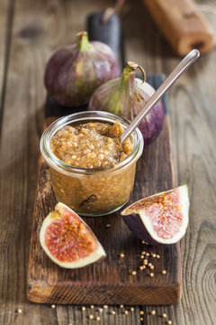 Glass of fig mustard