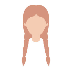 faceless woman with braided hair in colorful silhouette vector illustration