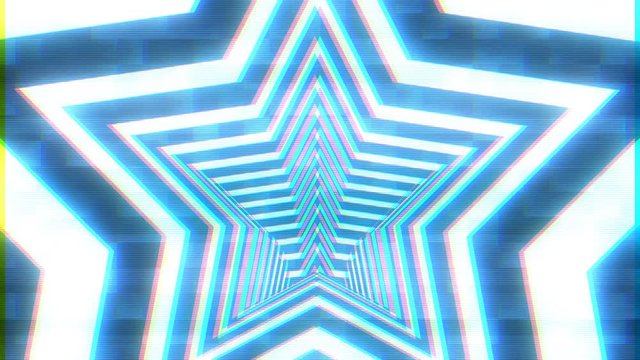 Animated Hypnotic Holomatrix Star with White and Dark Blue Seamless loop Background. 
