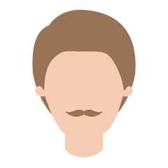 faceless man with short hair and moustache in colorful silhouette vector illustration