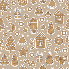 Seamless pattern Gingerbread Cookie