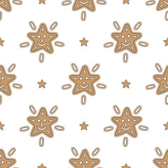 Fototapeta na wymiar Seamless pattern Gingerbread Cookie