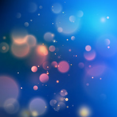 Blue with bokeh background created by neon lights. EPS 10 vector - obrazy, fototapety, plakaty