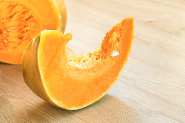 Sliced orange ripe pumpkin