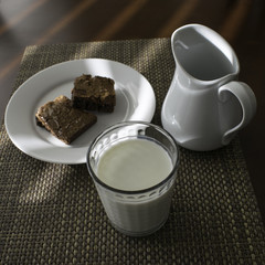 Brownie, Milk and Pitcher