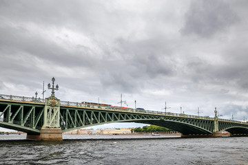 Petersburg, Russia - June 30, 2017: Bridge on the Neva River.