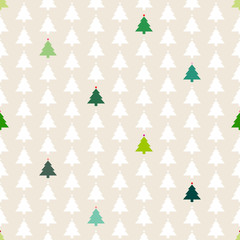 Seamless Pattern Christmas Trees Beige/Green